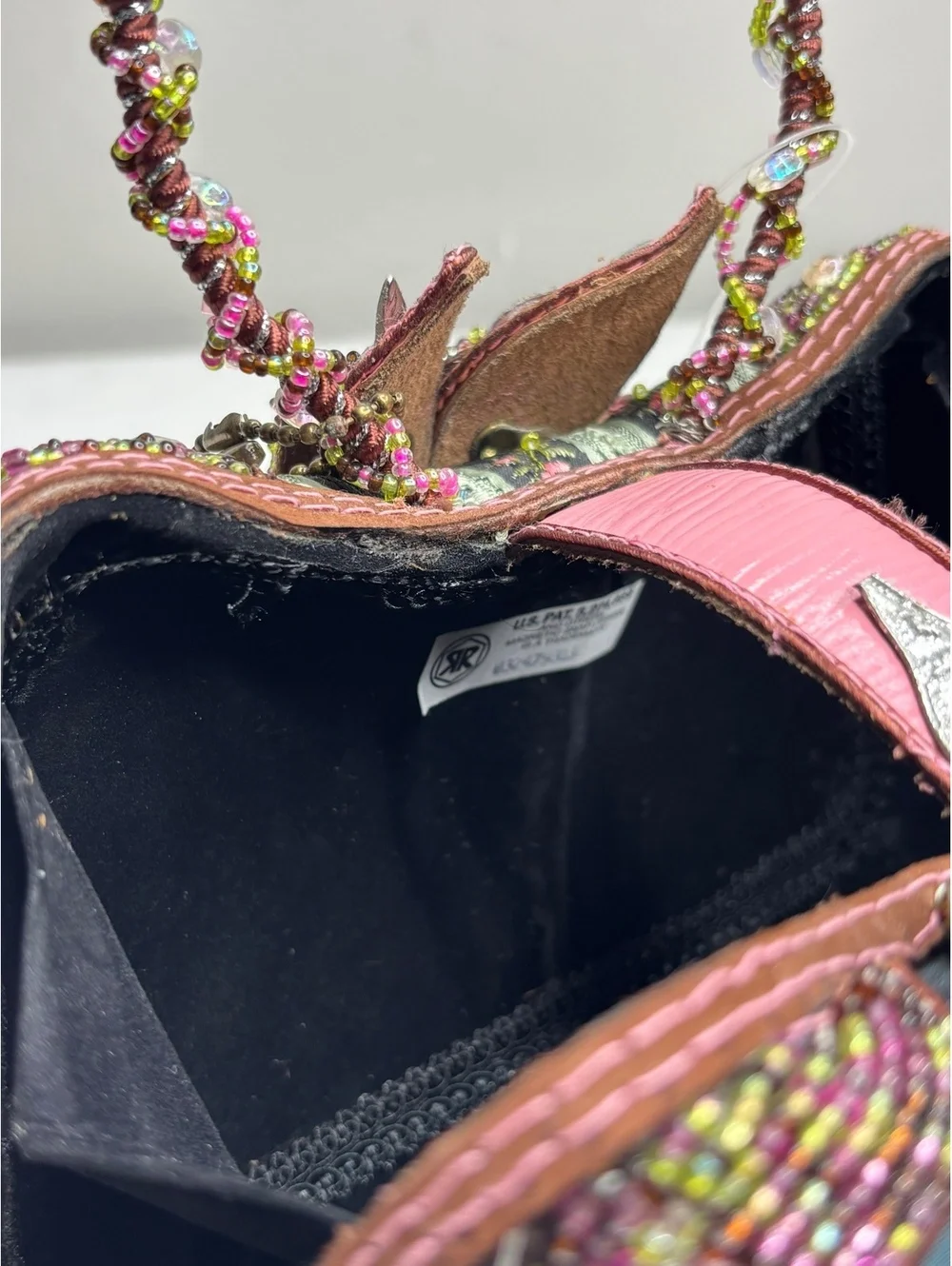 Vintage Rare Retired Mary Frances Beaded 3D Pink & Silver Flower Statement Purse